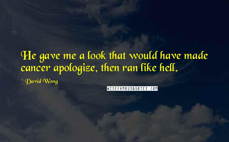 David Wong Quotes: He gave me a look that would have made cancer apologize, then ran like hell.