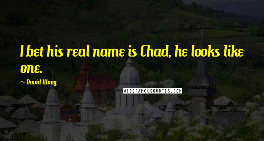 David Wong Quotes: I bet his real name is Chad, he looks like one.