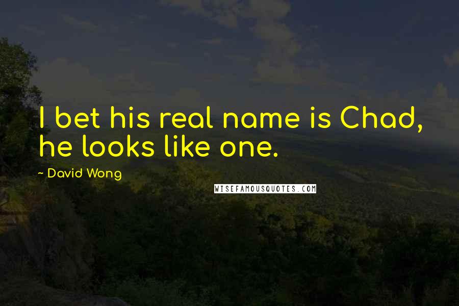 David Wong Quotes: I bet his real name is Chad, he looks like one.