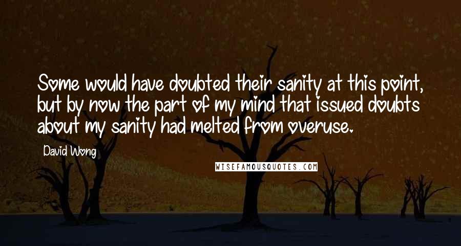 David Wong Quotes: Some would have doubted their sanity at this point, but by now the part of my mind that issued doubts about my sanity had melted from overuse.