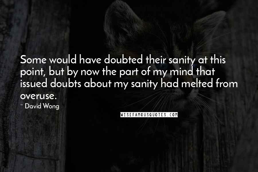 David Wong Quotes: Some would have doubted their sanity at this point, but by now the part of my mind that issued doubts about my sanity had melted from overuse.