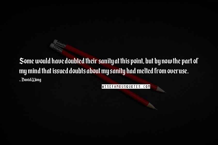 David Wong Quotes: Some would have doubted their sanity at this point, but by now the part of my mind that issued doubts about my sanity had melted from overuse.