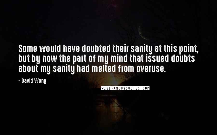 David Wong Quotes: Some would have doubted their sanity at this point, but by now the part of my mind that issued doubts about my sanity had melted from overuse.