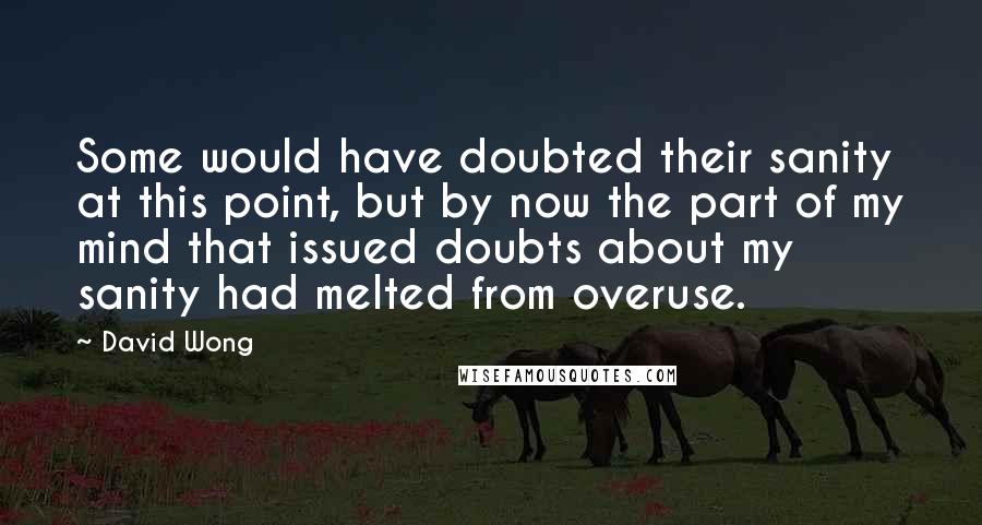 David Wong Quotes: Some would have doubted their sanity at this point, but by now the part of my mind that issued doubts about my sanity had melted from overuse.