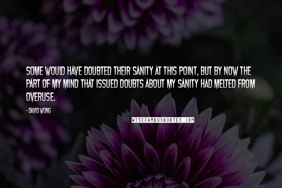 David Wong Quotes: Some would have doubted their sanity at this point, but by now the part of my mind that issued doubts about my sanity had melted from overuse.