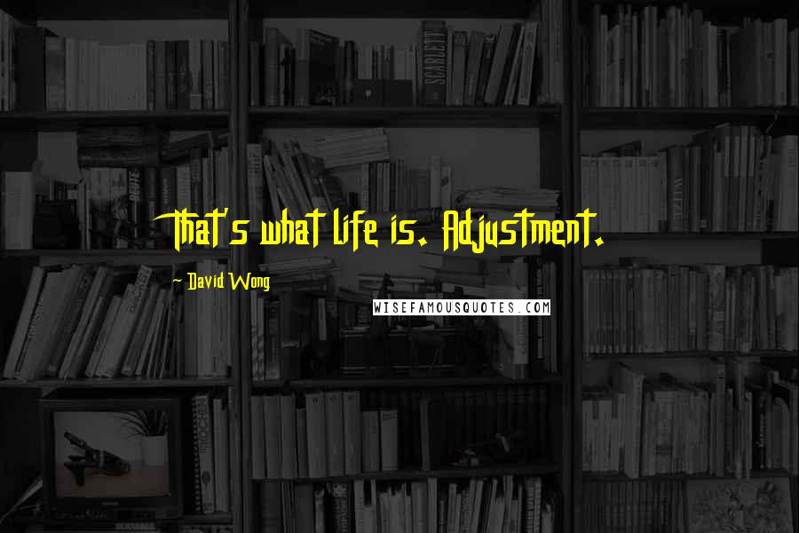 David Wong Quotes: That's what life is. Adjustment.