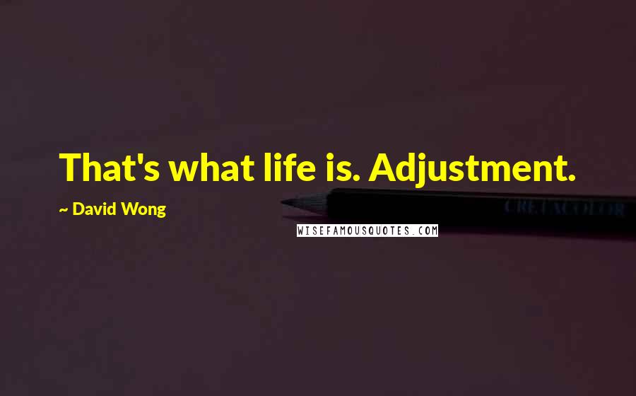 David Wong Quotes: That's what life is. Adjustment.