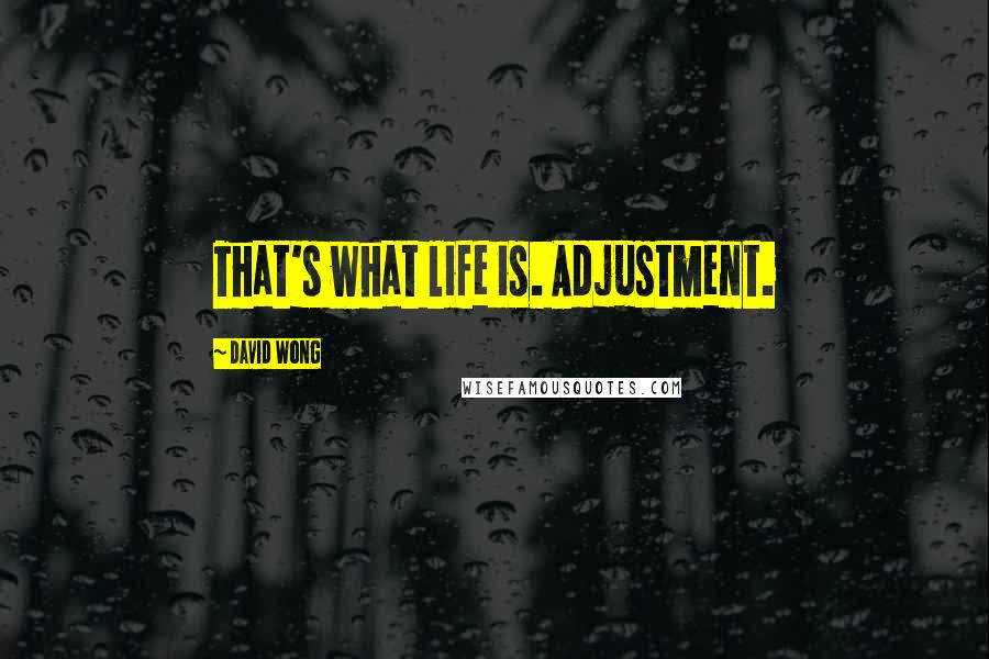 David Wong Quotes: That's what life is. Adjustment.