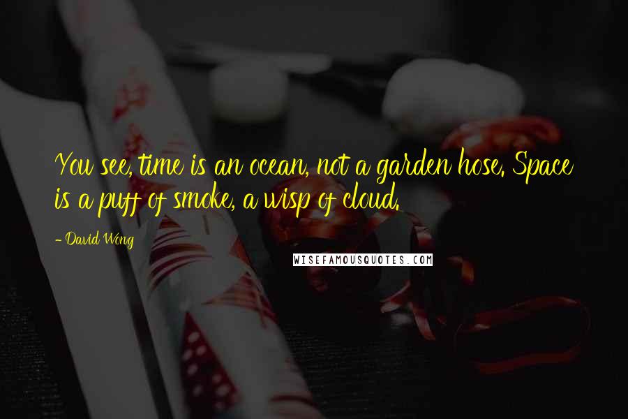 David Wong Quotes: You see, time is an ocean, not a garden hose. Space is a puff of smoke, a wisp of cloud.