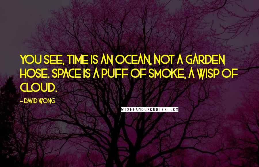 David Wong Quotes: You see, time is an ocean, not a garden hose. Space is a puff of smoke, a wisp of cloud.