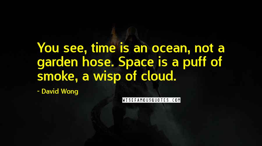 David Wong Quotes: You see, time is an ocean, not a garden hose. Space is a puff of smoke, a wisp of cloud.