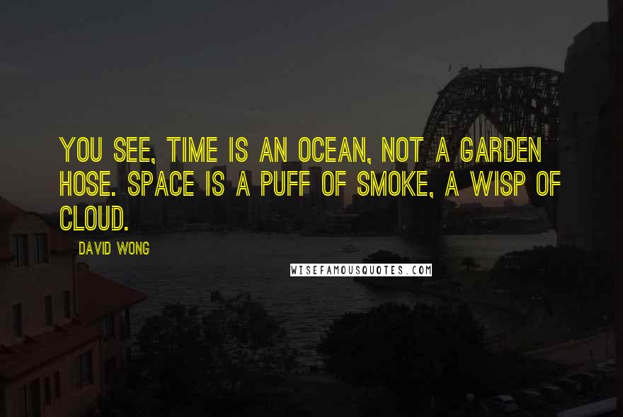 David Wong Quotes: You see, time is an ocean, not a garden hose. Space is a puff of smoke, a wisp of cloud.