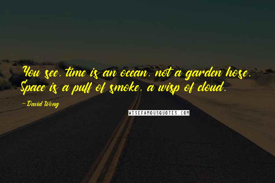 David Wong Quotes: You see, time is an ocean, not a garden hose. Space is a puff of smoke, a wisp of cloud.