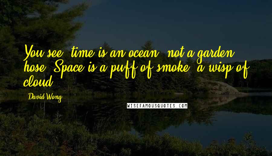 David Wong Quotes: You see, time is an ocean, not a garden hose. Space is a puff of smoke, a wisp of cloud.