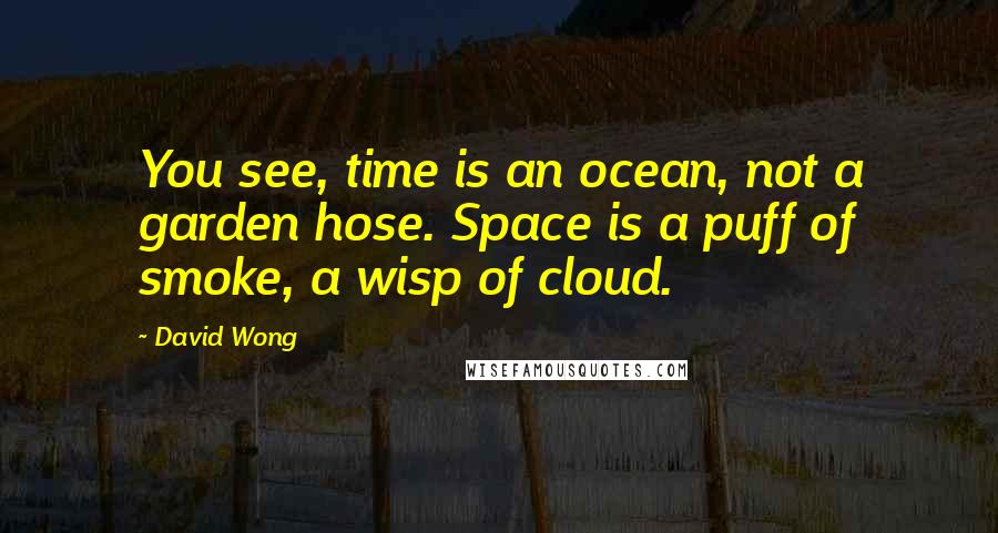 David Wong Quotes: You see, time is an ocean, not a garden hose. Space is a puff of smoke, a wisp of cloud.
