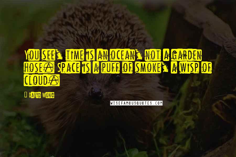 David Wong Quotes: You see, time is an ocean, not a garden hose. Space is a puff of smoke, a wisp of cloud.