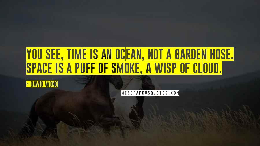 David Wong Quotes: You see, time is an ocean, not a garden hose. Space is a puff of smoke, a wisp of cloud.