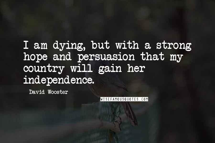 David Wooster Quotes: I am dying, but with a strong hope and persuasion that my country will gain her independence.