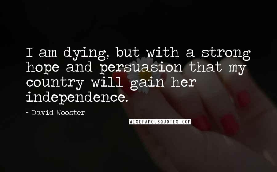 David Wooster Quotes: I am dying, but with a strong hope and persuasion that my country will gain her independence.