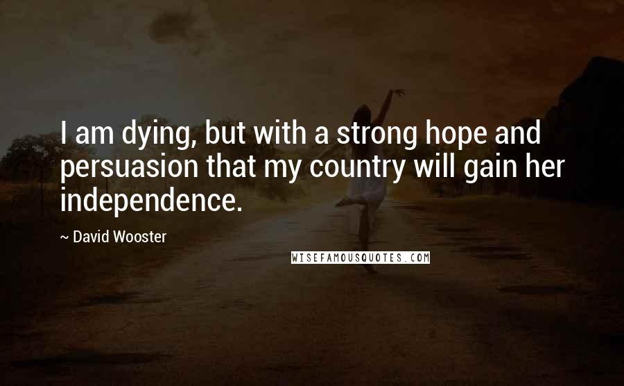 David Wooster Quotes: I am dying, but with a strong hope and persuasion that my country will gain her independence.