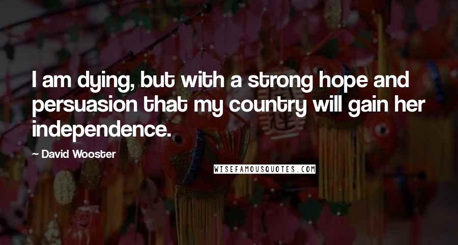 David Wooster Quotes: I am dying, but with a strong hope and persuasion that my country will gain her independence.