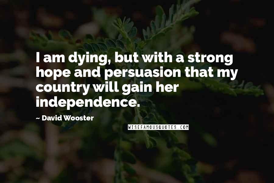 David Wooster Quotes: I am dying, but with a strong hope and persuasion that my country will gain her independence.