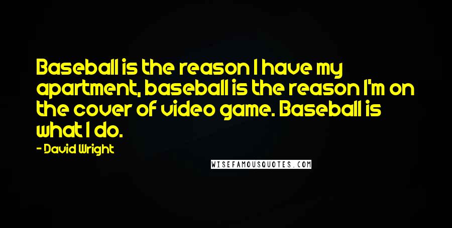 David Wright Quotes: Baseball is the reason I have my apartment, baseball is the reason I'm on the cover of video game. Baseball is what I do.