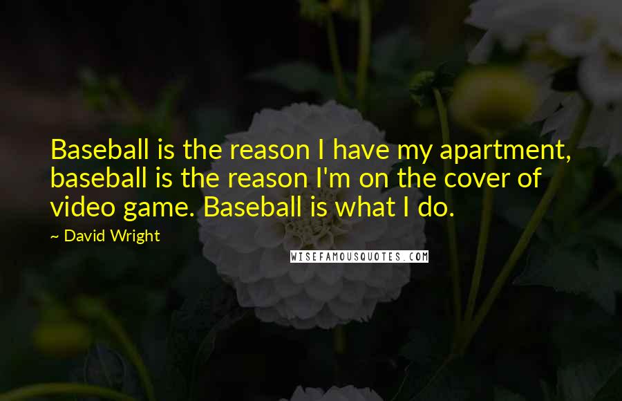 David Wright Quotes: Baseball is the reason I have my apartment, baseball is the reason I'm on the cover of video game. Baseball is what I do.