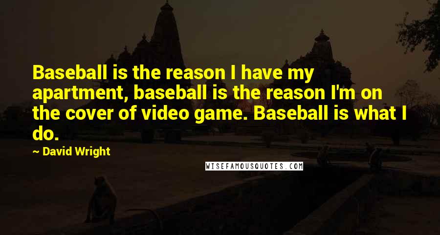 David Wright Quotes: Baseball is the reason I have my apartment, baseball is the reason I'm on the cover of video game. Baseball is what I do.