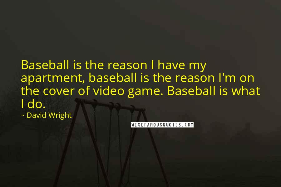 David Wright Quotes: Baseball is the reason I have my apartment, baseball is the reason I'm on the cover of video game. Baseball is what I do.