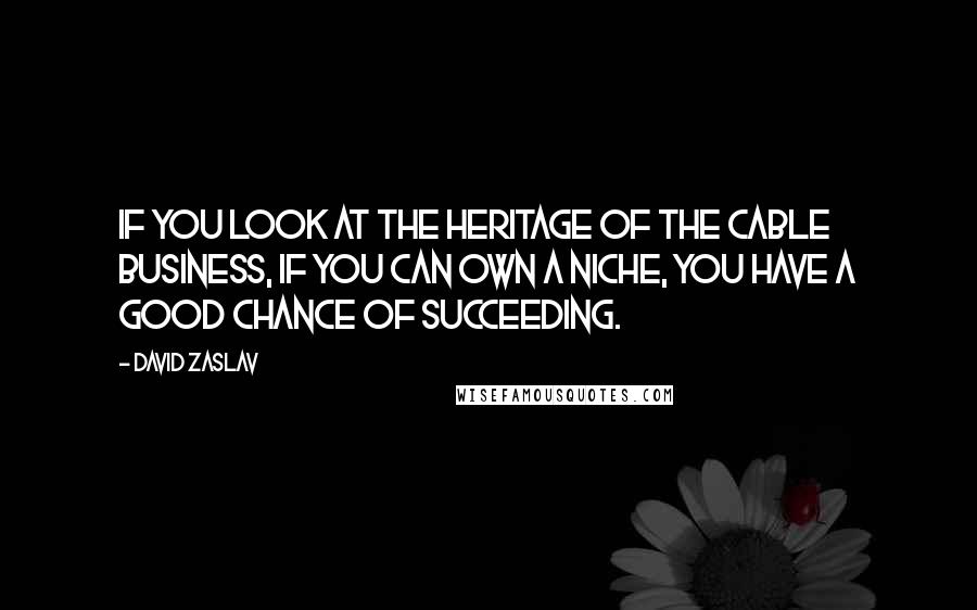 David Zaslav Quotes: If you look at the heritage of the cable business, if you can own a niche, you have a good chance of succeeding.