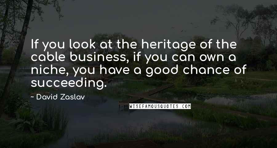 David Zaslav Quotes: If you look at the heritage of the cable business, if you can own a niche, you have a good chance of succeeding.