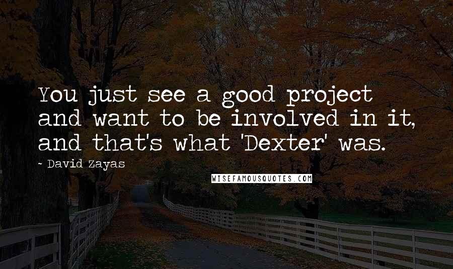 David Zayas Quotes: You just see a good project and want to be involved in it, and that's what 'Dexter' was.