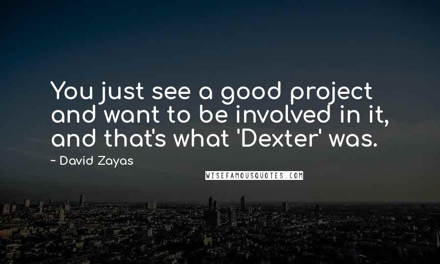 David Zayas Quotes: You just see a good project and want to be involved in it, and that's what 'Dexter' was.