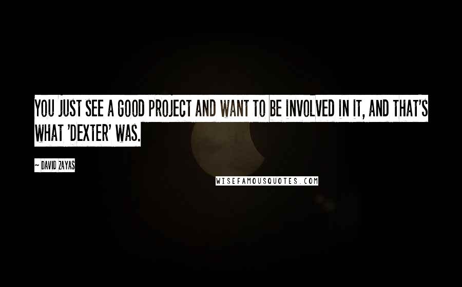 David Zayas Quotes: You just see a good project and want to be involved in it, and that's what 'Dexter' was.