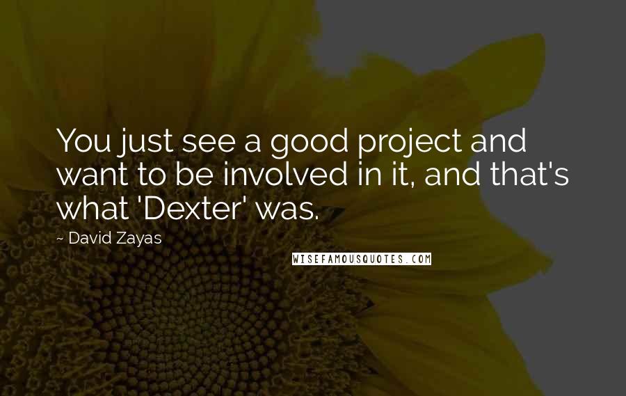 David Zayas Quotes: You just see a good project and want to be involved in it, and that's what 'Dexter' was.