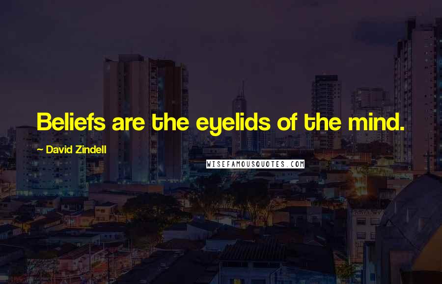 David Zindell Quotes: Beliefs are the eyelids of the mind.