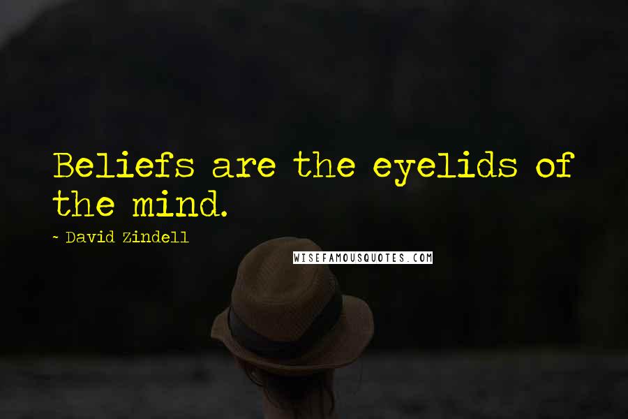 David Zindell Quotes: Beliefs are the eyelids of the mind.