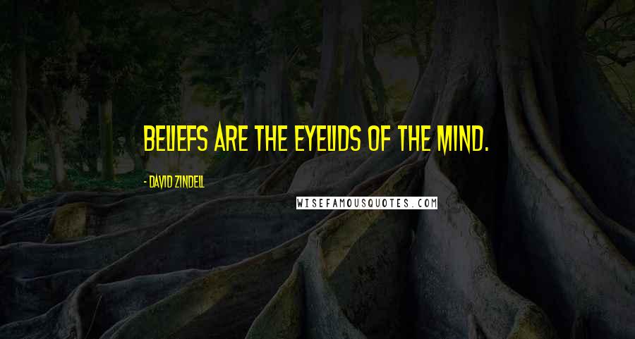 David Zindell Quotes: Beliefs are the eyelids of the mind.
