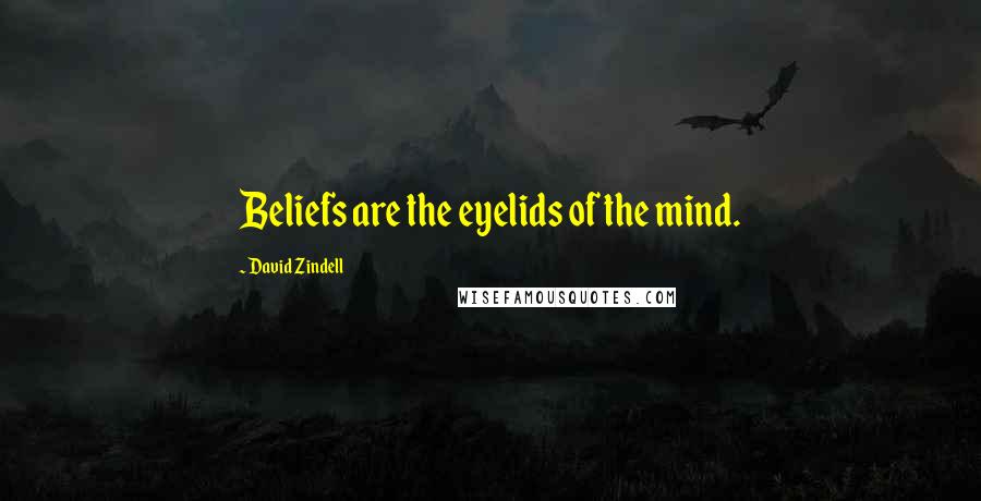 David Zindell Quotes: Beliefs are the eyelids of the mind.