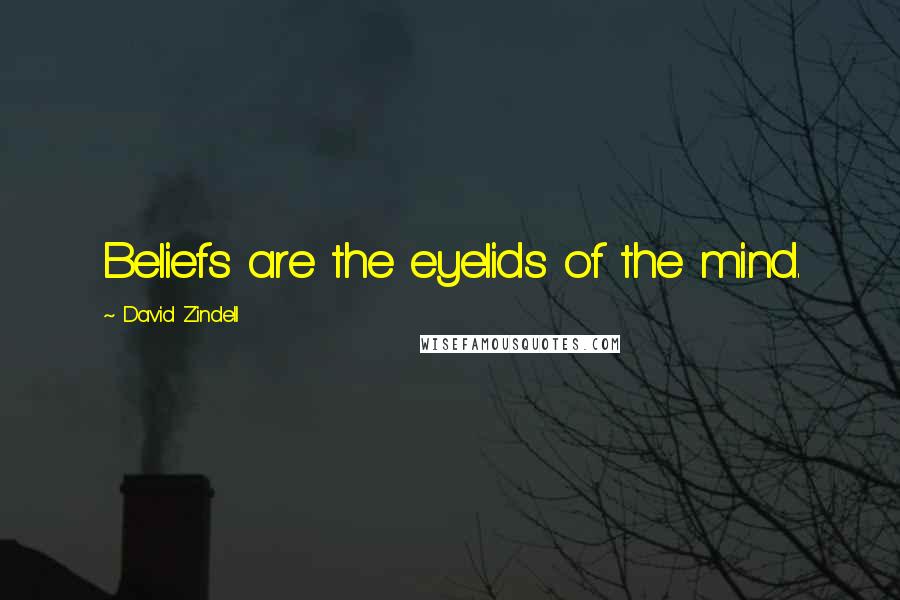 David Zindell Quotes: Beliefs are the eyelids of the mind.