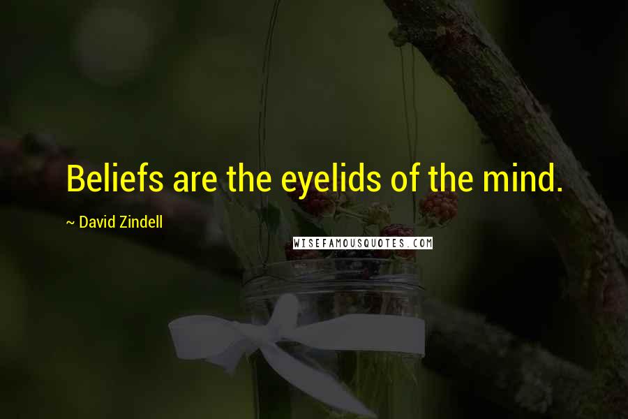 David Zindell Quotes: Beliefs are the eyelids of the mind.