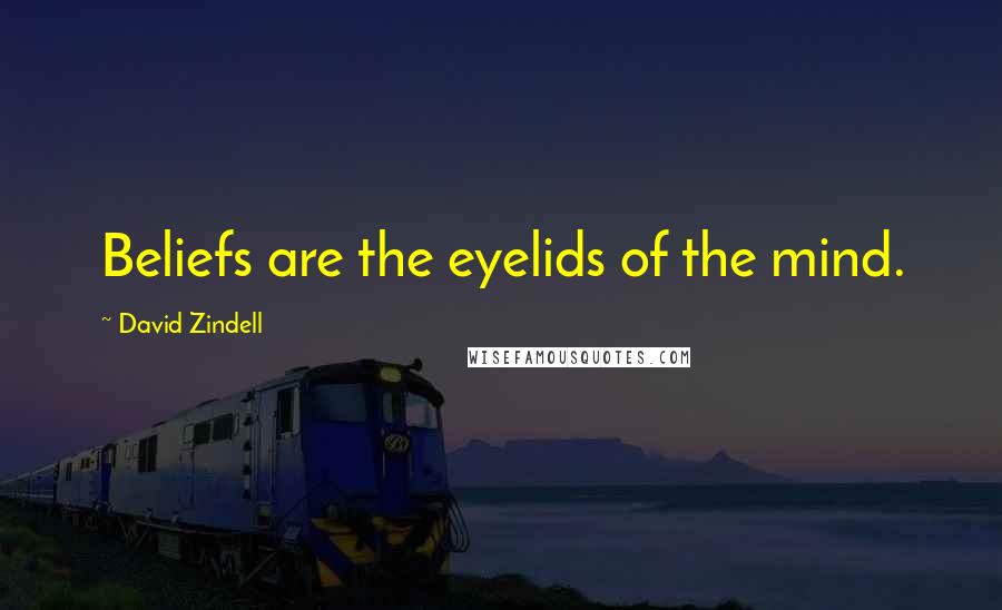 David Zindell Quotes: Beliefs are the eyelids of the mind.