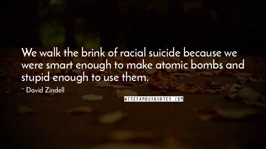 David Zindell Quotes: We walk the brink of racial suicide because we were smart enough to make atomic bombs and stupid enough to use them.