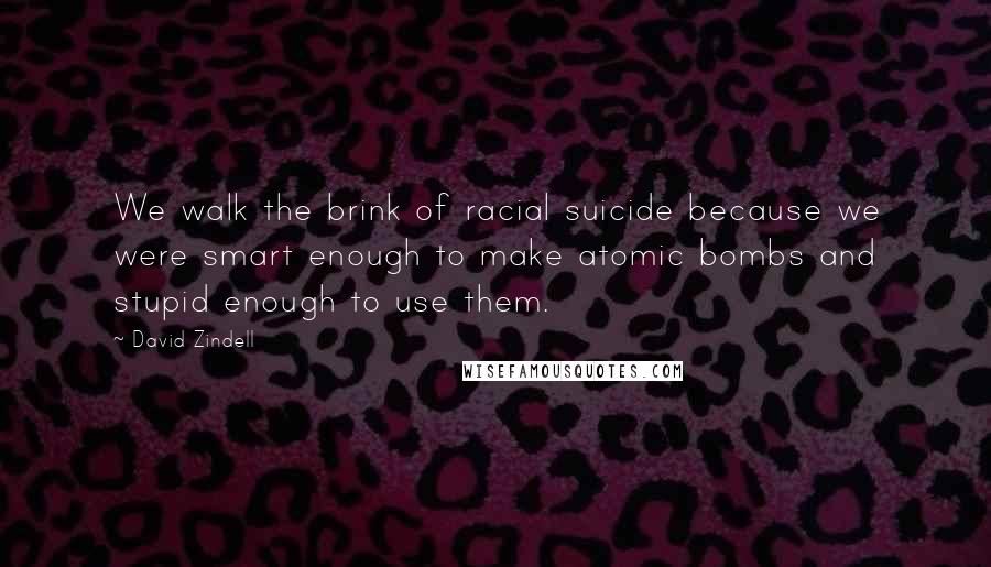 David Zindell Quotes: We walk the brink of racial suicide because we were smart enough to make atomic bombs and stupid enough to use them.