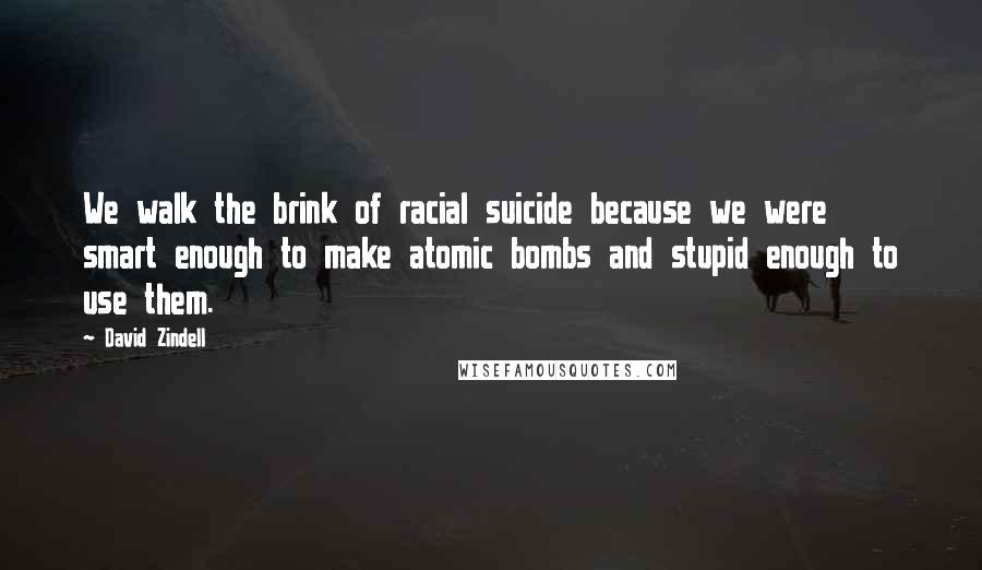 David Zindell Quotes: We walk the brink of racial suicide because we were smart enough to make atomic bombs and stupid enough to use them.