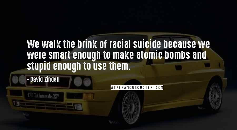 David Zindell Quotes: We walk the brink of racial suicide because we were smart enough to make atomic bombs and stupid enough to use them.