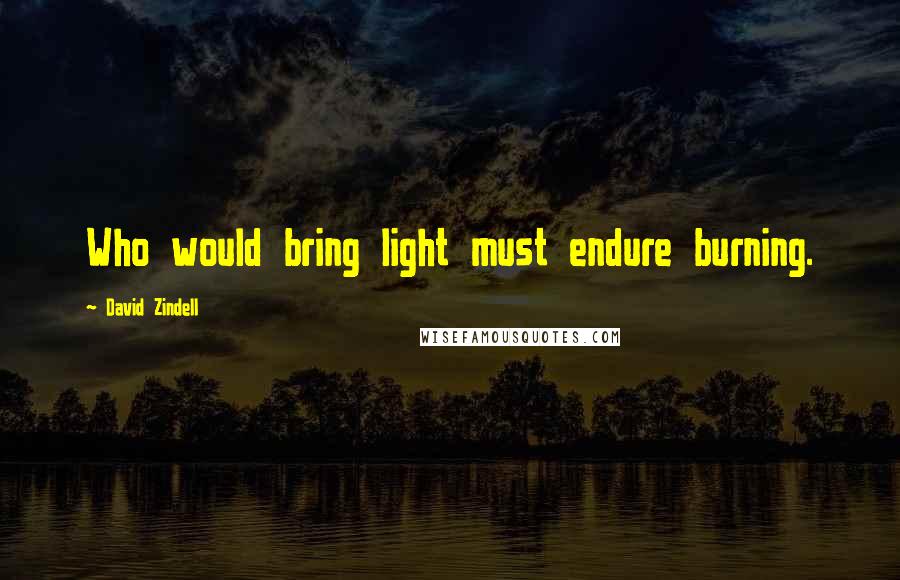 David Zindell Quotes: Who would bring light must endure burning.