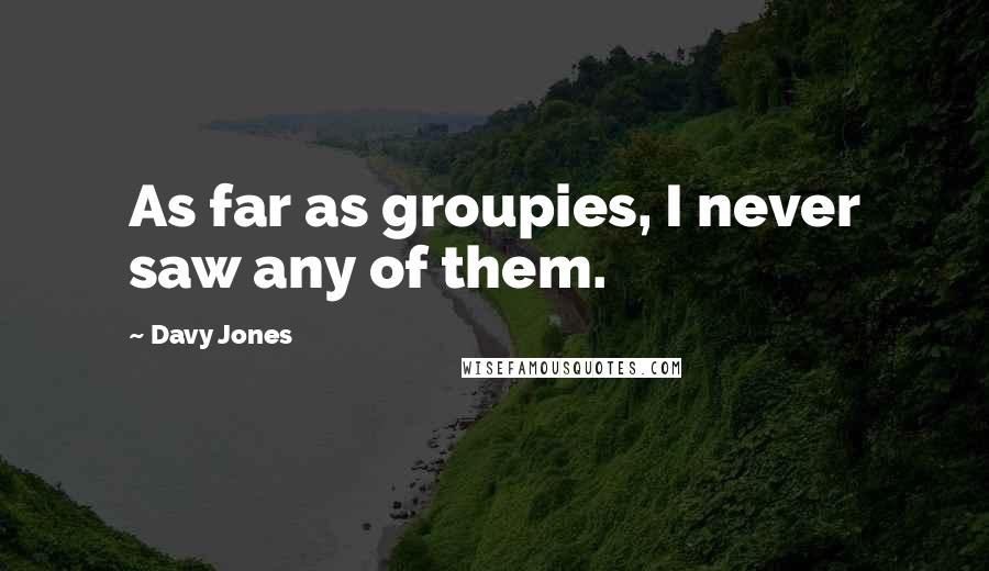 Davy Jones Quotes: As far as groupies, I never saw any of them.