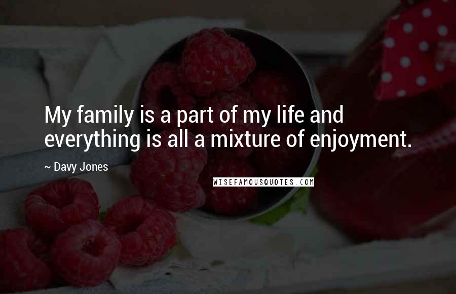 Davy Jones Quotes: My family is a part of my life and everything is all a mixture of enjoyment.